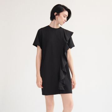 Reserved - Rochie mini cu volane - Negru