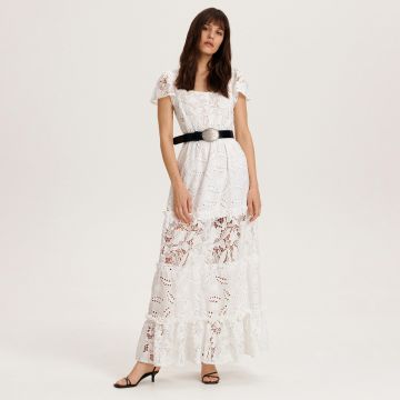 Reserved - Rochie stil boho, din dantelă - Alb