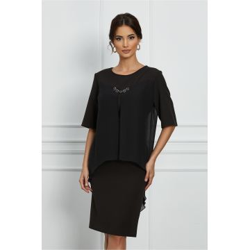 Rochie Dora neagra cu aplicatie la bust