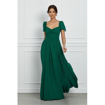 Rochie Dy Fashion lunga verde cu aplicatie in talie