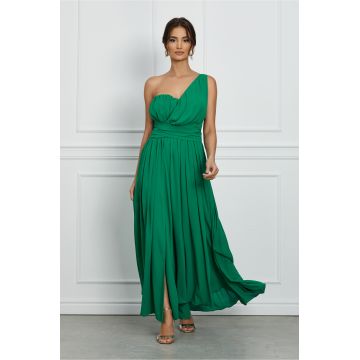 Rochie Dy Fashion lunga verde cu un umar gol