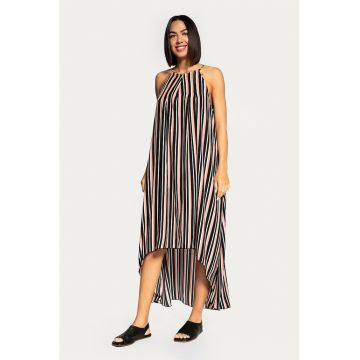 Rochie maxi lejera asimetrica cu model in dungi
