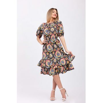 Rochie midi cu maneci bufante