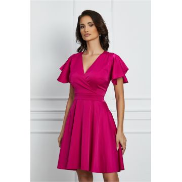 Rochie Moze magenta cu bust petrecut și buzunare functionale
