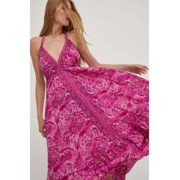 Answear Lab rochie culoarea roz, maxi, evazati