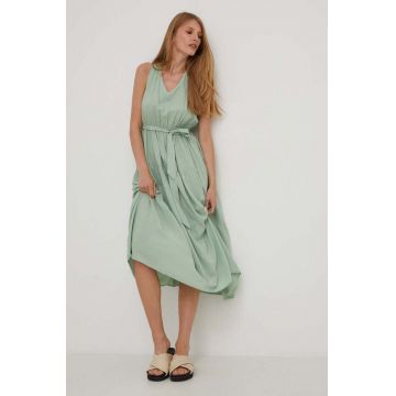 Answear Lab rochie culoarea turcoaz, midi, evazati