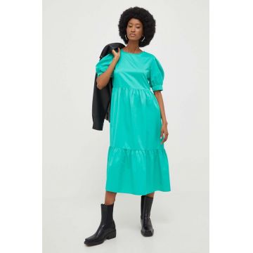 Answear Lab rochie culoarea verde, midi, evazati