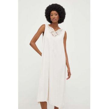 Answear Lab rochie din bumbac culoarea alb, midi, oversize