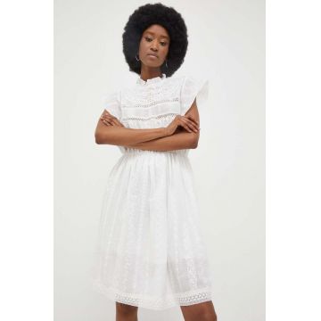 Answear Lab rochie din bumbac culoarea alb, mini, evazati