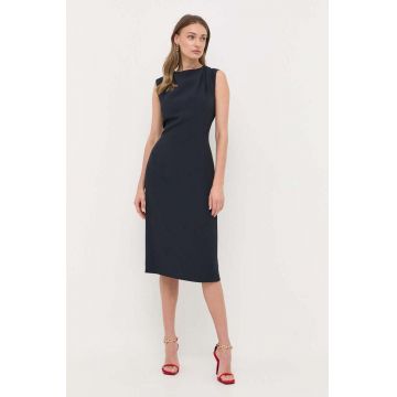 BOSS rochie culoarea albastru marin, midi, evazati