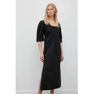 Day Birger et Mikkelsen rochie din bumbac Megan culoarea negru, midi, drept