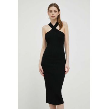 Dkny rochie culoarea negru, midi, mulata