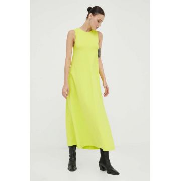 Drykorn rochie din bumbac culoarea verde, maxi, drept