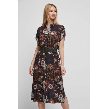 Medicine rochie culoarea negru, midi, drept