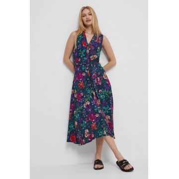 Medicine rochie culoarea turcoaz, midi, evazati