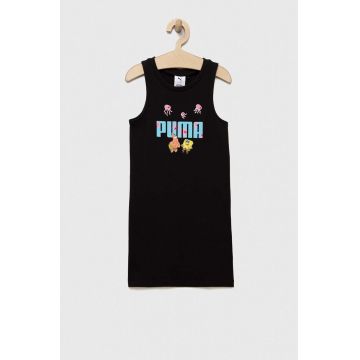 Puma rochie fete PUMA x SPONGEBOB Tank Dress G culoarea negru, mini, mulata