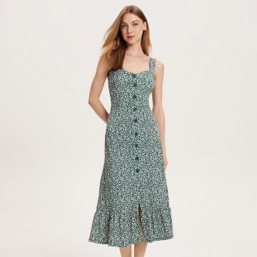 Reserved - Rochie midi înflorată - Verde