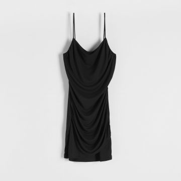 Reserved - Rochie mini cu fronseuri - Negru