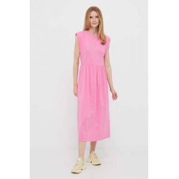 Rich & Royal rochie din bumbac culoarea roz, midi, evazati
