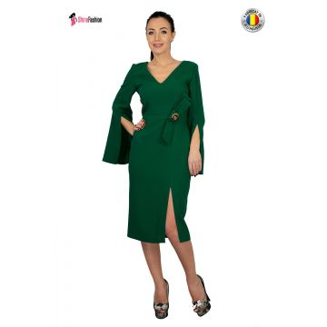 Rochie de ocazie verde midi dreapta