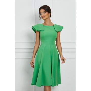 Rochie Moze verde clos cu volanase la maneci