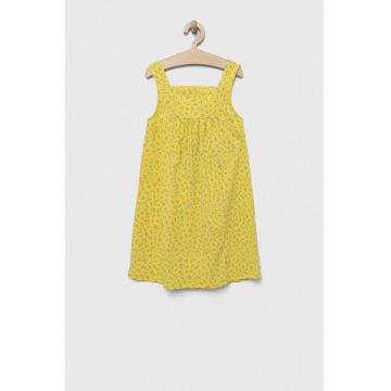 United Colors of Benetton rochie din bumbac pentru copii culoarea galben, midi, evazati
