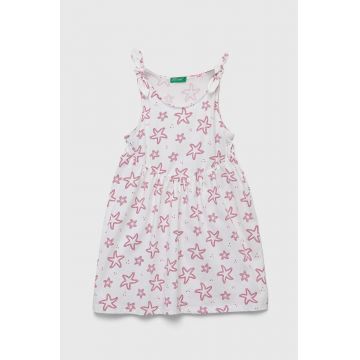 United Colors of Benetton rochie din bumbac pentru copii culoarea roz, mini, evazati