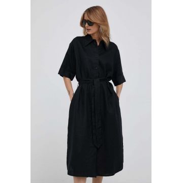 United Colors of Benetton rochie din in culoarea negru, midi, evazati