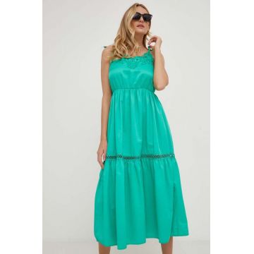 Answear Lab rochie culoarea verde, maxi, evazati