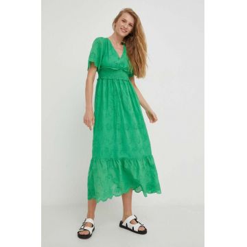 Answear Lab rochie culoarea verde, midi, evazati