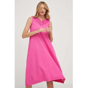 Answear Lab rochie din bumbac culoarea roz, mini, mulata