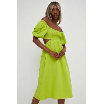 Answear Lab rochie din bumbac culoarea verde, mini, evazati