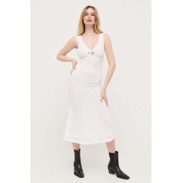 Bardot rochie culoarea alb, midi, drept