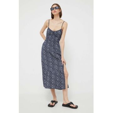 Hollister Co. rochie culoarea albastru marin, midi, evazati