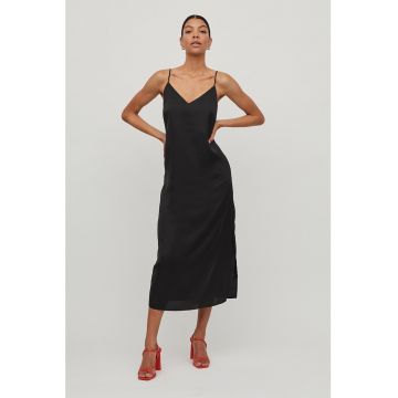 Rochie cu aspect de satin si decolteu in V Ellette