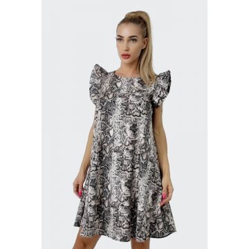 Rochie larga Azzuro, cu umeri bufanti si croiala in A, Snake, Marime S/M/L