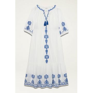 Rochie midi cu broderie etnica