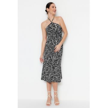 Rochie midi cu decolteu halter