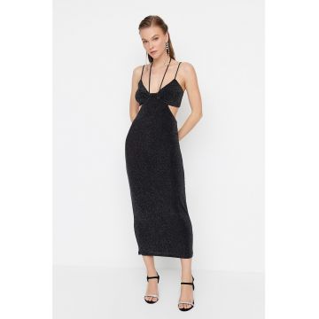 Rochie midi stralucitoare cu decupaje