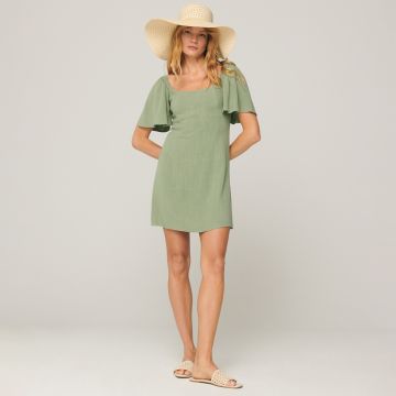 Sinsay - Rochie cu adaos de in - Verde