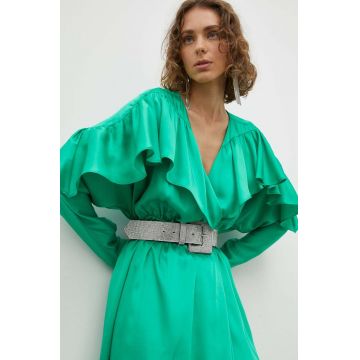 2NDDAY rochie Mavis culoarea verde, mini, evazati