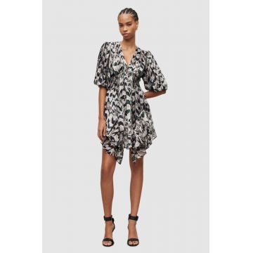 AllSaints rochie Ciara Ines culoarea alb, mini, evazati