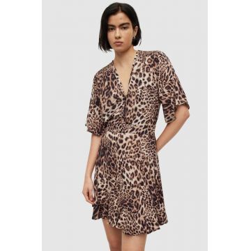 AllSaints rochie culoarea maro, mini, mulata