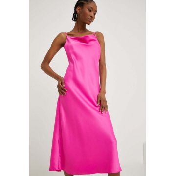 Answear Lab rochie culoarea roz, midi, mulata