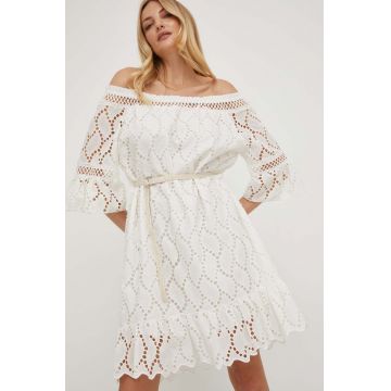 Answear Lab rochie din bumbac culoarea alb, mini, drept