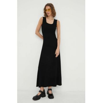 By Malene Birger rochie Lilo culoarea negru, maxi, evazati