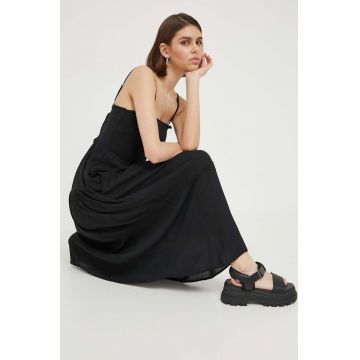 Hollister Co. rochie culoarea negru, midi, evazati