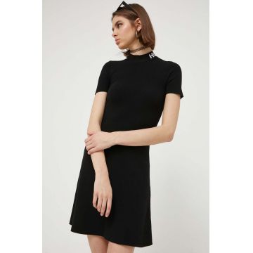 HUGO rochie culoarea negru, mini, evazati