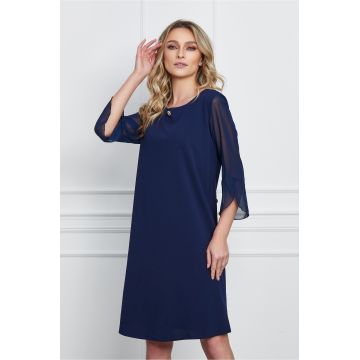 Rochie Maria bleumarin cu maneci din voal