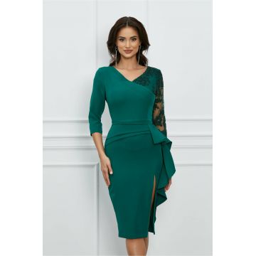 Rochie MBG verde cu maneca din dantela